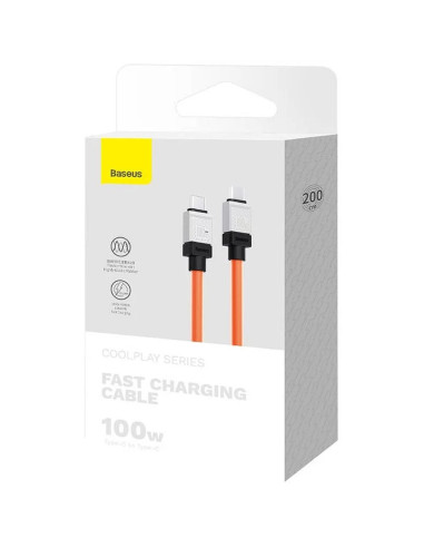 Câble BASEUS Type C vers Type C PD 100W Coolplay CAKW000307 2 m orange