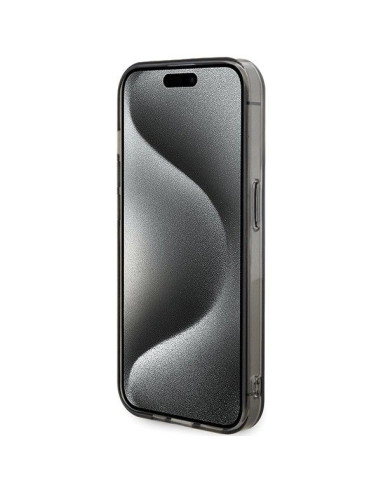 Véritable GUESS Case GUHMP15LHFWFCK pour iPhone 15 Pro (Compatible avec Magsafe / Couronne de fleurs / noir)