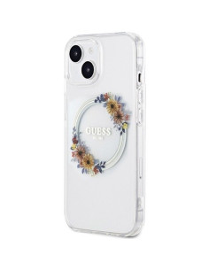 Véritable GUESS Case GUHMP15SHFWFCT pour iPhone 15 (Compatible avec Magsafe / Couronne de fleurs / transparent) 2