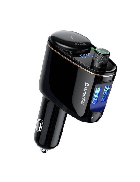 Chargeur de voiture BASEUS 2 x USB A + émetteur FM BT 3,4A S-06 CCHC000001 noir