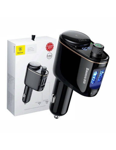 Chargeur de voiture BASEUS 2 x USB A + émetteur FM BT 3,4A S-06 CCHC000001 noir