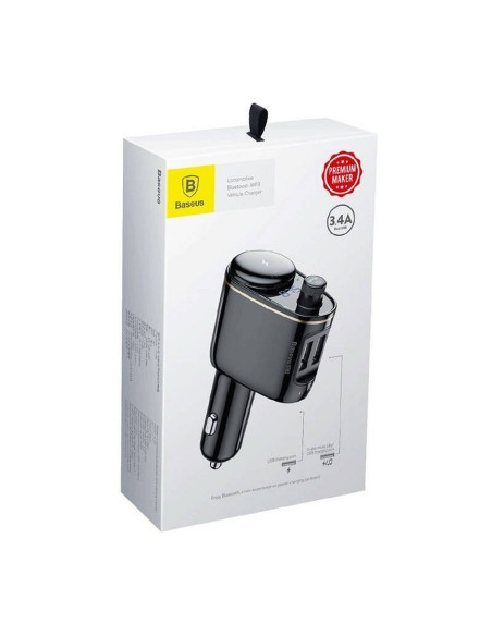 Chargeur de voiture BASEUS 2 x USB A + émetteur FM BT 3,4A S-06 CCHC000001 noir