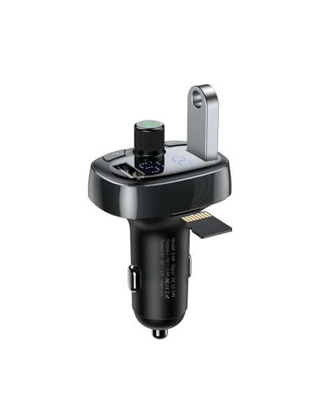 Chargeur de voiture BASEUS 2 x USB A + émetteur FM BT 3,4A S-09 CCMT000301 noir