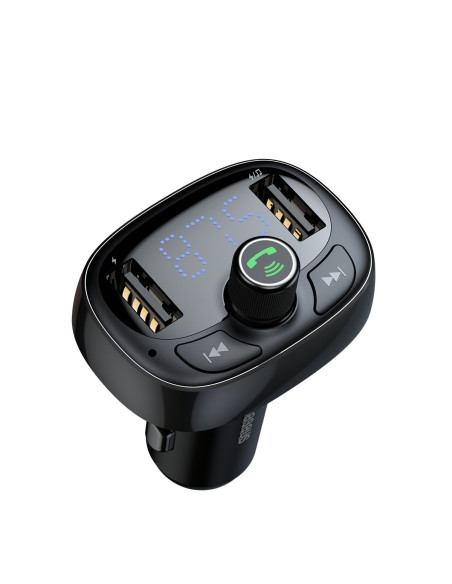 Chargeur de voiture BASEUS 2 x USB A + émetteur FM BT 3,4A S-09 CCMT000301 noir