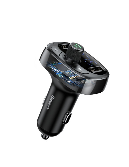 Chargeur de voiture BASEUS 2 x USB A + émetteur FM BT 3,4A S-09 CCMT000301 noir