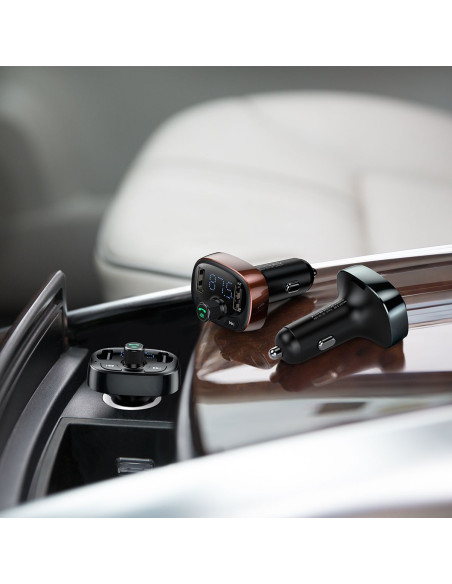 Chargeur de voiture BASEUS 2 x USB A + émetteur FM BT 3,4A S-09 CCMT000301 noir