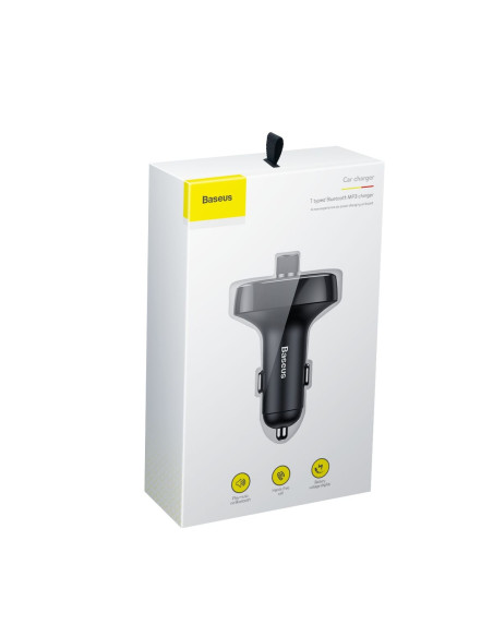 Chargeur de voiture BASEUS 2 x USB A + émetteur FM BT 3,4A S-09 CCMT000301 noir