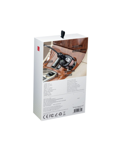 Chargeur de voiture BASEUS 2 x USB A + émetteur FM BT 3,4A S-09 CCMT000301 noir