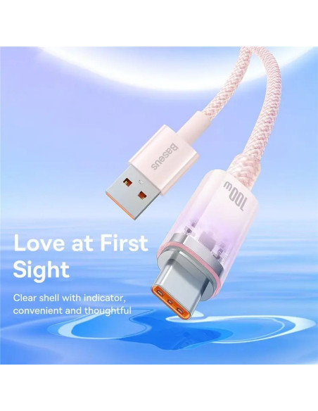 BASEUS Câble Explorer USB A vers Type C PD 100W CATS010504 2 m rose