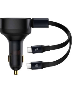 Chargeur de voiture BASEUS avec câble rétractable 2 x Type C 3A 33W CCTX-CC noir