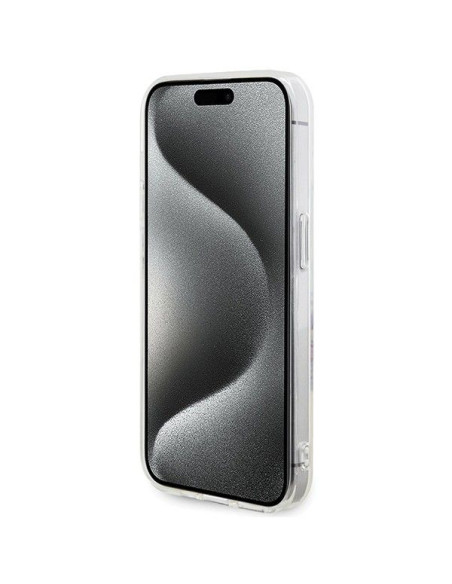 Véritable Case GUESS GUHMP15XHFWFCT pour iPhone 15 Pro Max (Compatible avec Magsafe / Flowers Wreath / transparent)