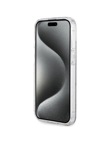 Véritable GUESS Case GUHMP15SHGCUSTGK pour iPhone 15 (Compatible avec Magsafe / IML GCUBE / noir)