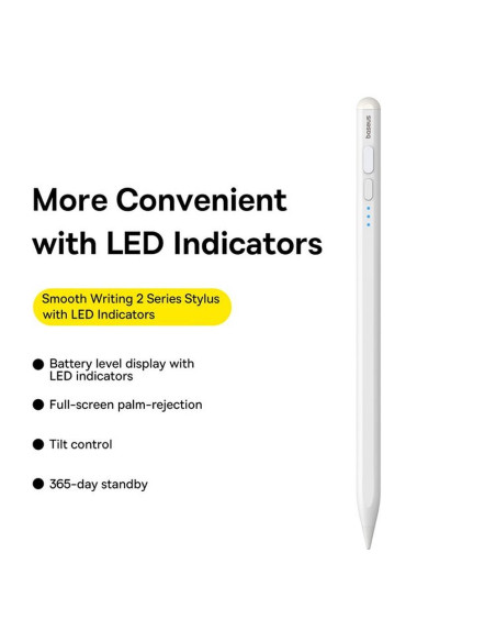 BASEUS Stylet capacitif actif compatible iPad + câble Type C vers Type C 130 mAh Smooth Writing 2 Lite P80015802213-01/BS-PS010 