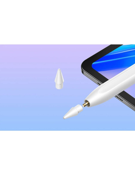 BASEUS Stylet capacitif actif compatible iPad + câble Type C vers Type C Stylet d'écriture LED 130 mAh P80015802213-00 blanc