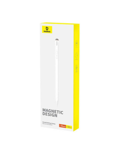 BASEUS Stylet capacitif actif compatible iPad + câble Type C vers Type C Stylet d'écriture LED 130 mAh P80015802213-00 blanc