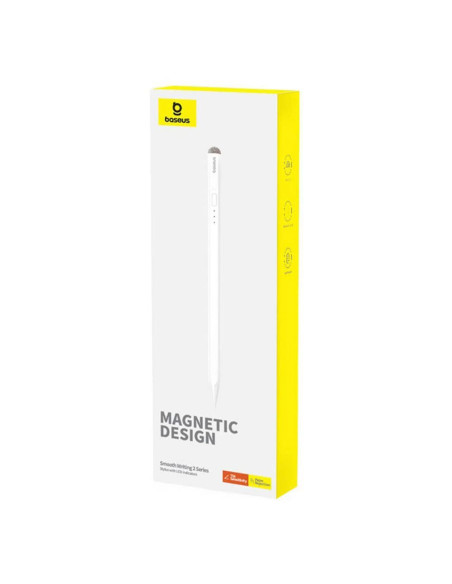 BASEUS Stylet capacitif actif compatible iPad + câble Type C vers Type C Stylet d'écriture LED 130 mAh P80015802213-00 blanc