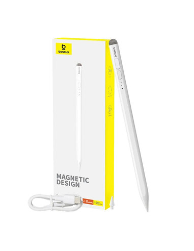 BASEUS Stylet capacitif actif compatible iPad + câble Type C vers Type C Stylet d'écriture LED 130 mAh P80015802213-00 blanc