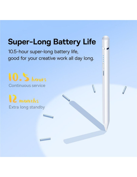 BASEUS Stylet capacitif actif compatible iPad + câble USB A vers Lightning 130 mAh Smooth Writing 2 Lite P80015806211-03/BS-PS02