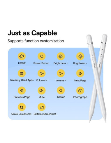 BASEUS Stylet capacitif actif compatible iPad + câble USB A vers Lightning 130 mAh Smooth Writing 2 Lite P80015806211-03/BS-PS02