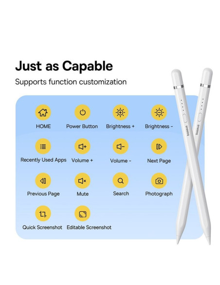 BASEUS Stylet capacitif actif compatible iPad + câble USB A vers Lightning 130 mAh Smooth Writing 2 Lite P80015806211-03/BS-PS02