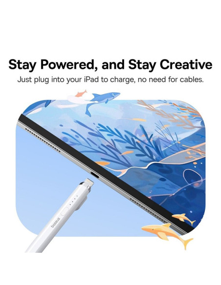 BASEUS Stylet capacitif actif compatible iPad + câble USB A vers Lightning 130 mAh Smooth Writing 2 Lite P80015806211-03/BS-PS02