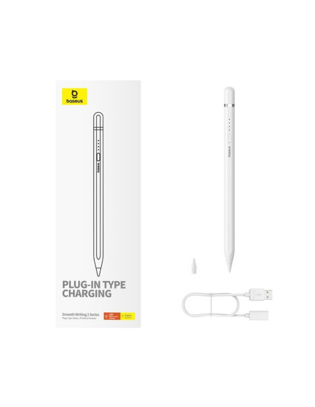 BASEUS Stylet capacitif actif compatible iPad + câble USB A vers Lightning 130 mAh Smooth Writing 2 Lite P80015806211-03/BS-PS02