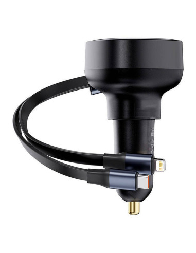 BASEUS Chargeur de voiture USB A + câble rétractable 2-en-1 Type C / Lightning PD3.0 QC4.0 3A 60W CCTXP-UCL noir