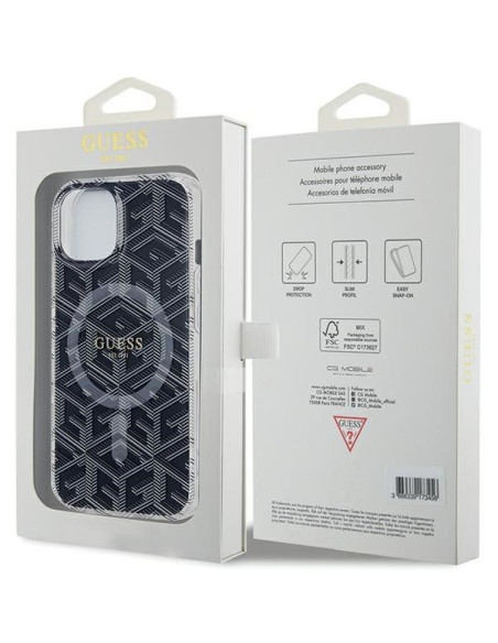 Véritable Case GUESS GUHMP15MHGCUSTGK pour iPhone 15 Plus (Compatible avec Magsafe / IML GCUBE / noir)