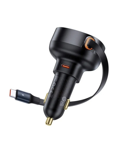 BASEUS chargeur de voiture Type C + câble rétractable Type C PD3.0 QC4.0 3A 60W CCTXP-CCL / C00057802111-01 noir
