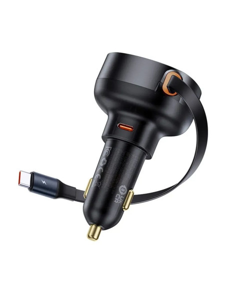 BASEUS chargeur de voiture Type C + câble rétractable Type C PD3.0 QC4.0 3A 60W CCTXP-CCL / C00057802111-01 noir