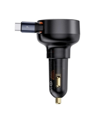 BASEUS chargeur de voiture Type C + câble rétractable Type C PD3.0 QC4.0 3A 60W CCTXP-CCL / C00057802111-01 noir