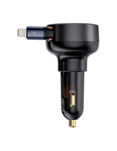 BASEUS chargeur de voiture Type C + câble Lightning rétractablePD3.0 QC4.0 3A 55W CCTXP-CC / C00057803111-00 noir