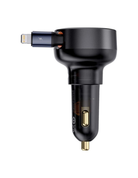 BASEUS chargeur de voiture Type C + câble Lightning rétractablePD3.0 QC4.0 3A 55W CCTXP-CC / C00057803111-00 noir