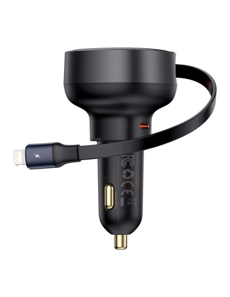 BASEUS chargeur de voiture Type C + câble Lightning rétractablePD3.0 QC4.0 3A 55W CCTXP-CC / C00057803111-00 noir