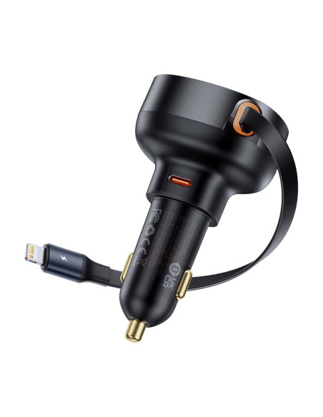 BASEUS chargeur de voiture Type C + câble Lightning rétractablePD3.0 QC4.0 3A 55W CCTXP-CC / C00057803111-00 noir