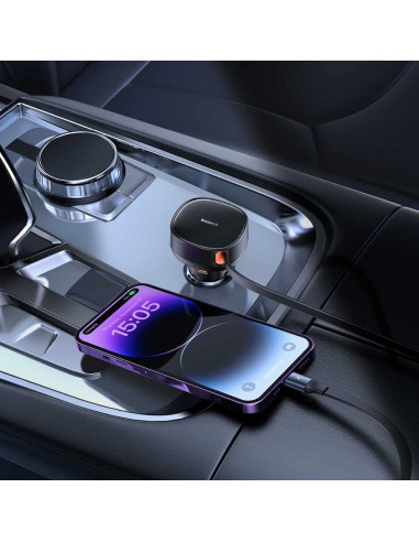 BASEUS chargeur de voiture Type C + câble Lightning rétractablePD3.0 QC4.0 3A 55W CCTXP-CC / C00057803111-00 noir