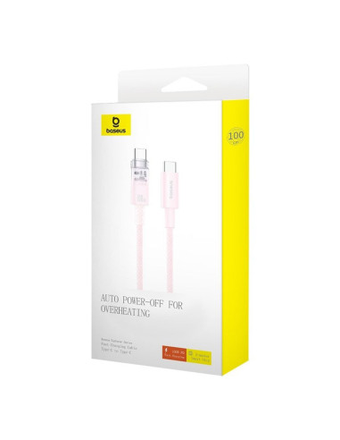 Câble BASEUS Type C vers Type C PD 6A 100W Explorer P10319703411-00 / CB000043 1 m rose