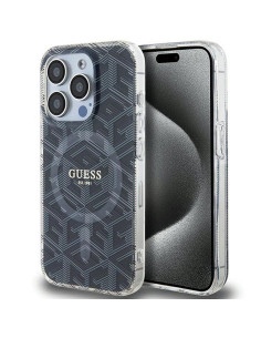 Véritable Case GUESS GUHMP15XHGCUSTGK pour iPhone 15 Pro Max (Compatible avec Magsafe / IML GCUBE / noir)