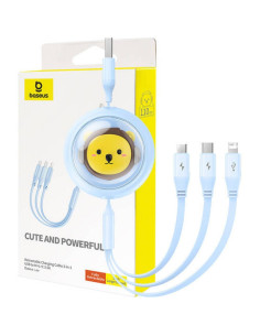 BASEUS 3-in-1 USB A vers Micro USB / Lightning / Type C 3.5A câble rétractable CB000063 1.1m bleu