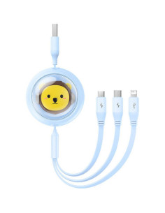 BASEUS 3-in-1 USB A vers Micro USB / Lightning / Type C 3.5A câble rétractable CB000063 1.1m bleu 2