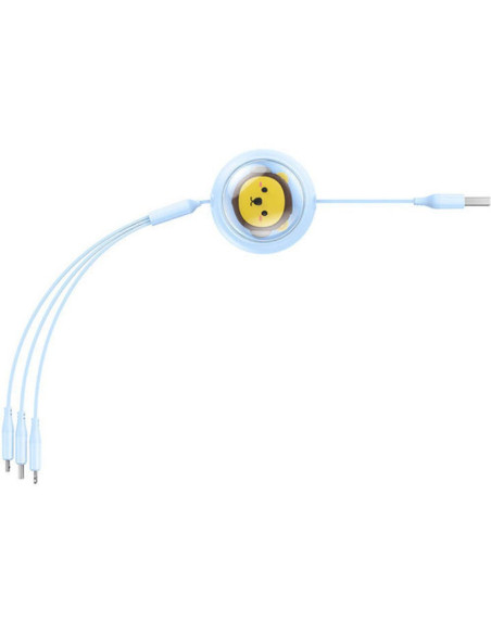 BASEUS 3-in-1 USB A vers Micro USB / Lightning / Type C 3.5A câble rétractable CB000063 1.1m bleu