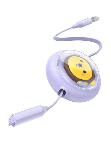 BASEUS 3-in-1 USB A vers Micro USB / Lightning / Type C 3,5A câble rétractable CB000063 1,1 m violet