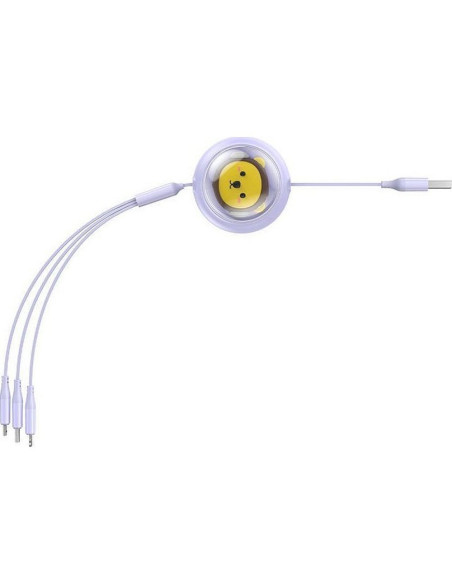 BASEUS 3-in-1 USB A vers Micro USB / Lightning / Type C 3,5A câble rétractable CB000063 1,1 m violet
