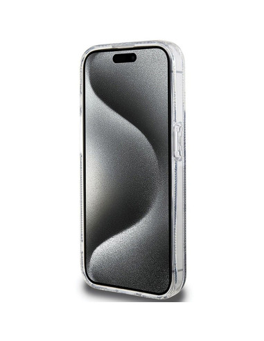 Véritable Case GUESS GUHMP15XHGCUSTGK pour iPhone 15 Pro Max (Compatible avec Magsafe / IML GCUBE / noir)