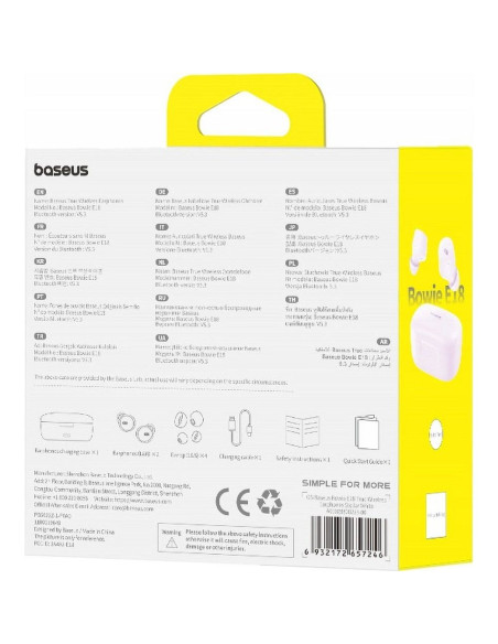 BASEUS wireless earphones bluetooth TWS ENC IPX4 Bowie E18 purple