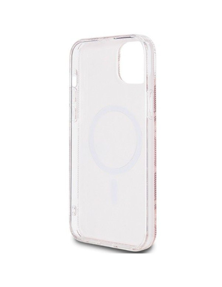 Véritable GUESS Case GUHMP15SHGCUSTGP pour iPhone 15 (Compatible avec Magsafe / IML GCUBE / pink)