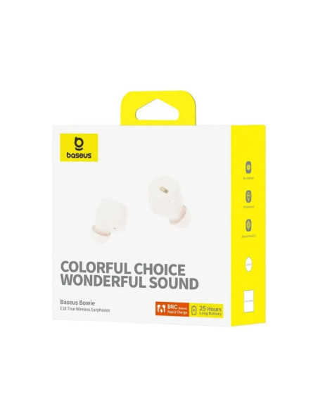 Écouteurs sans fil bluetooth BASEUS TWS ENC IPX4 Bowie E18 blanc