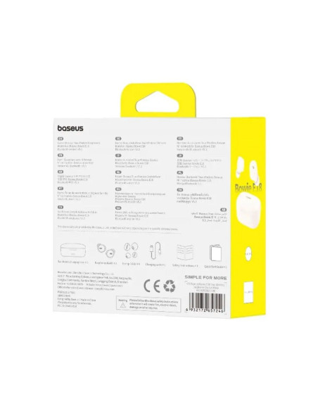 Écouteurs sans fil bluetooth BASEUS TWS ENC IPX4 Bowie E18 blanc