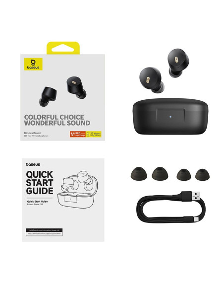 BASEUS wireless earphones bluetooth TWS ENC IPX4 Bowie E18 black