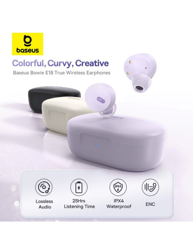 BASEUS wireless earphones bluetooth TWS ENC IPX4 Bowie E18 black